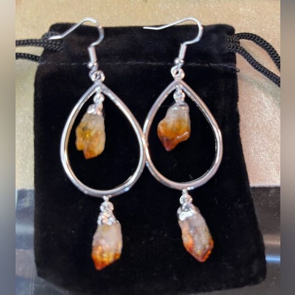 Brazilian Natural Citrine Drop Earrings in Silvertone 42.50ctw - Picture 15 of 15